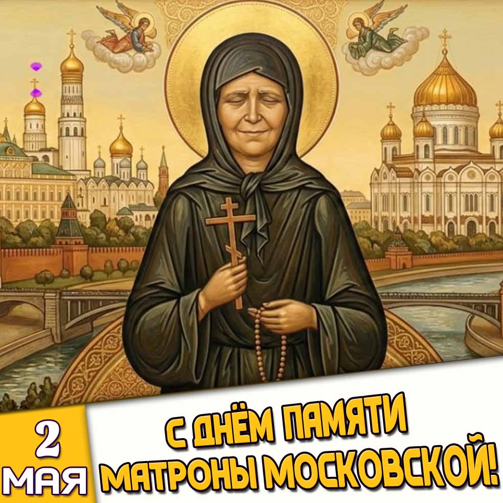 Открытка 2 мая - с днём памяти Матроны Московской!