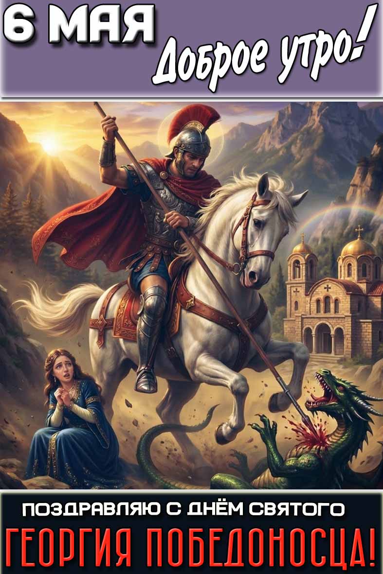 Картинка "6 мая доброе утро! Поздравляю с днём святого Георгия Победоносца!"