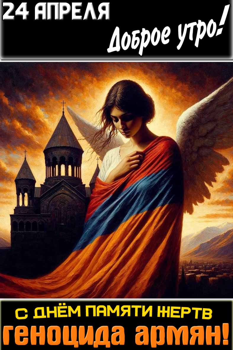 Открытка "24 апреля доброе утро! С днём памяти жертв геноцида армян!"