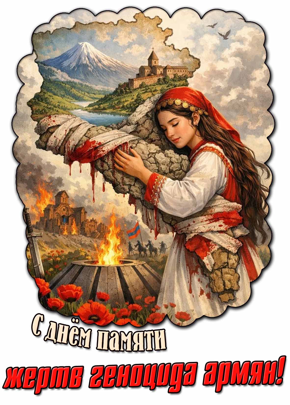 С днём памяти жертв геноцида армян! - креативная открытка
