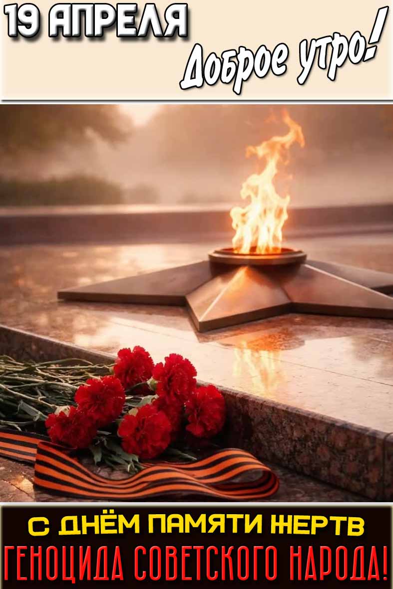Картинка "19 апреля доброе утро! С днём памяти жертв геноцида советского народа!»