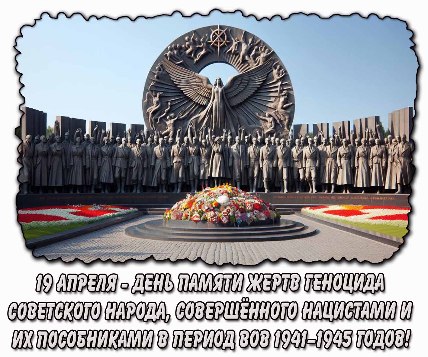 Открытка 19 апреля - день памяти жертв геноцида советского народа, совершённого нацистами и их пособниками в период ВОВ 1941–1945 годов!