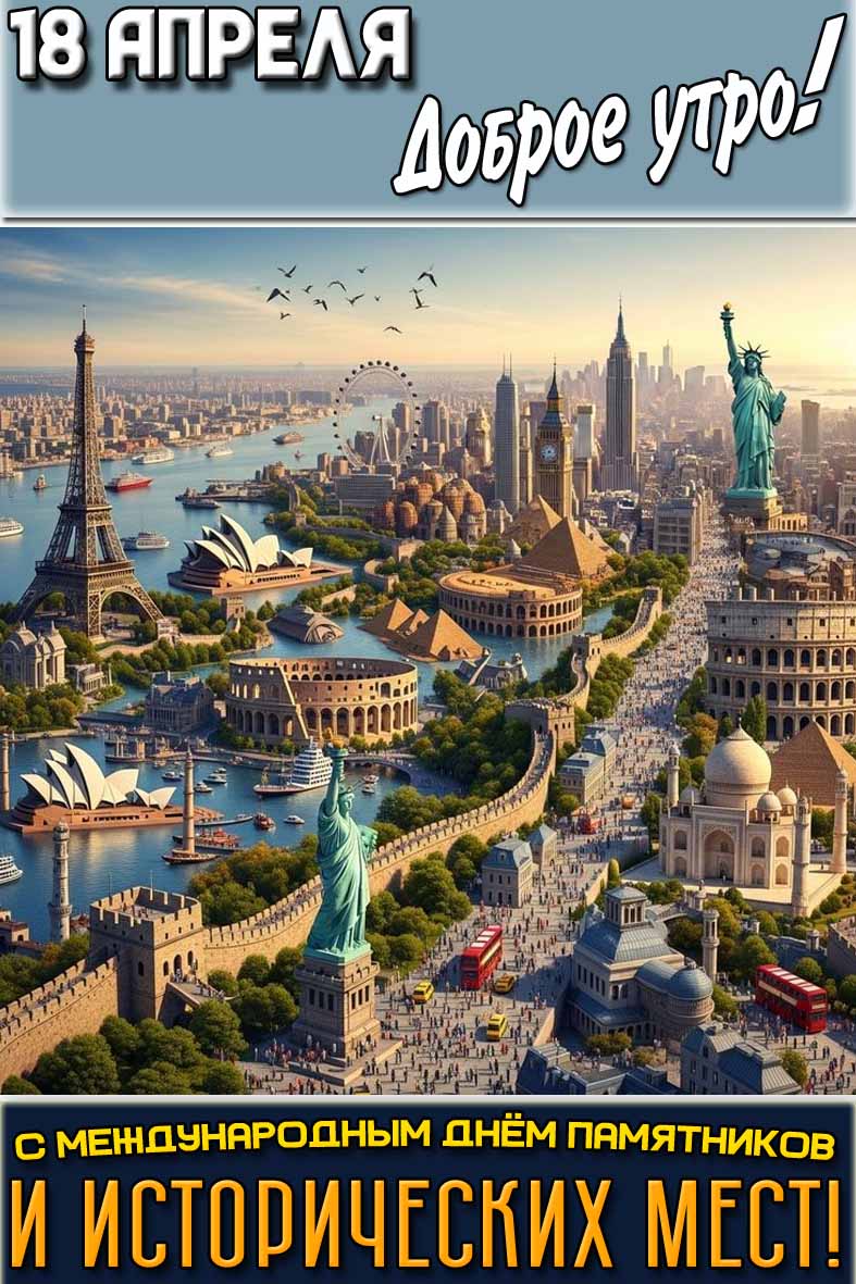 Открытка "18 апреля доброе утро! С Международным днём памятников и исторических мест!"