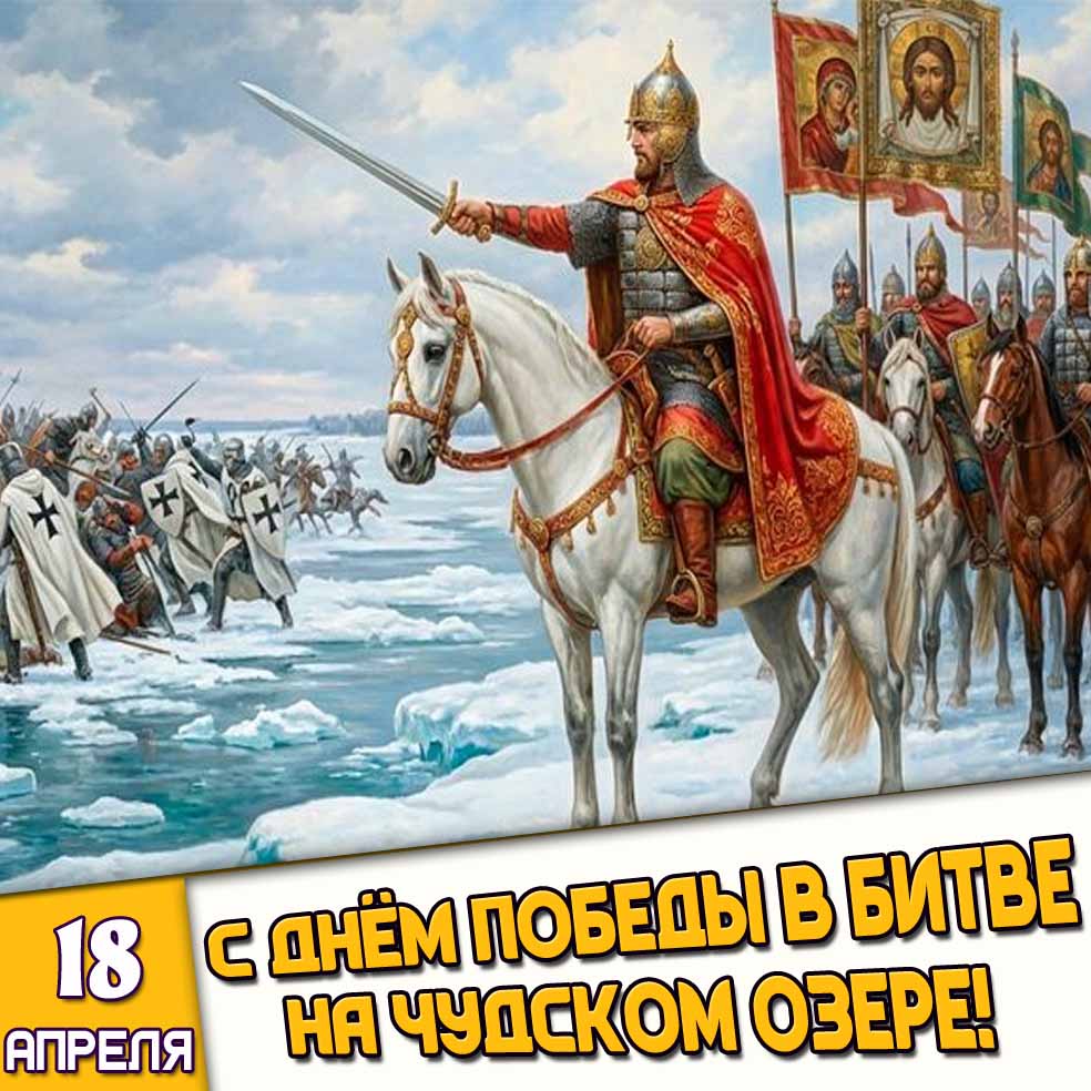 Картинка 18 апреля - с днём победы в битве на Чудском озере!