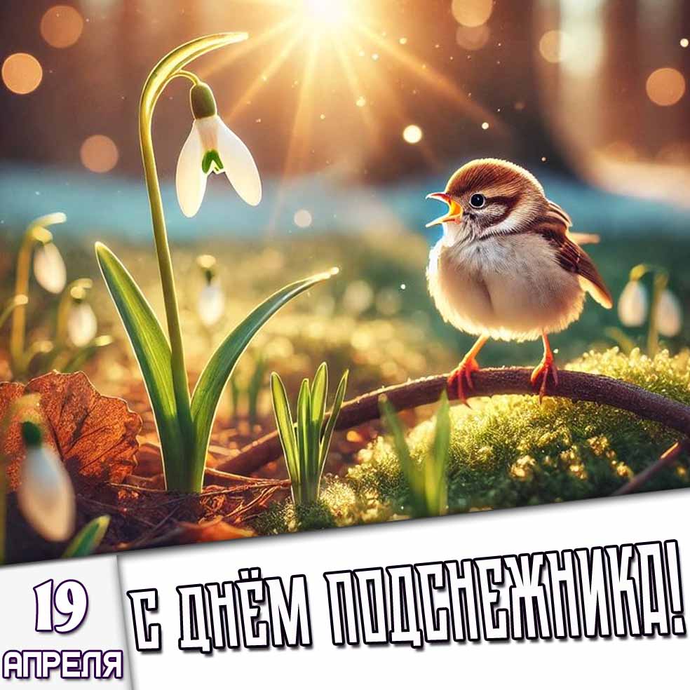Открытка 19 апреля - с днём подснежника!