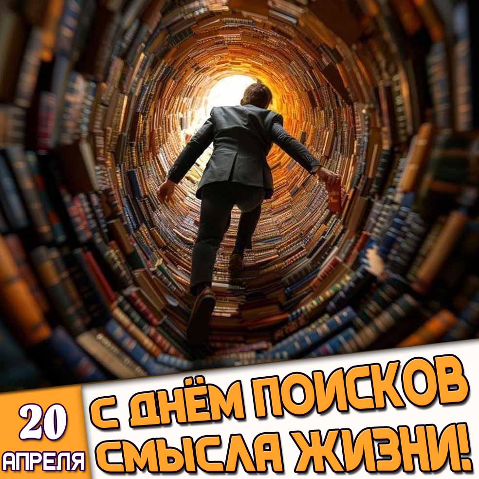 Открытка 20 апреля - с днём поисков смысла жизни!