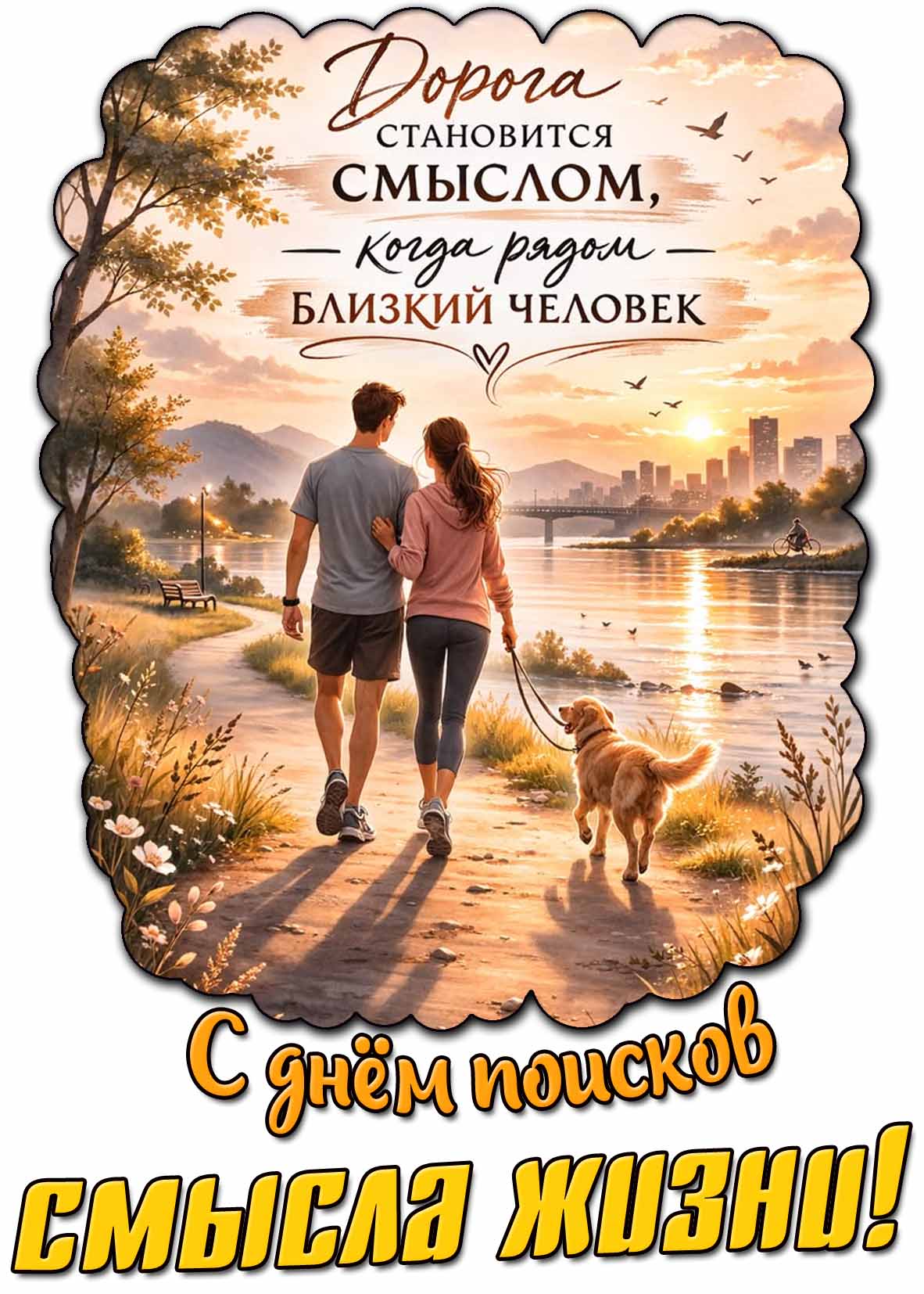 Картинка "С днём поисков смысла жизни! Дорога становится смыслом, когда рядом близкий человек!"
