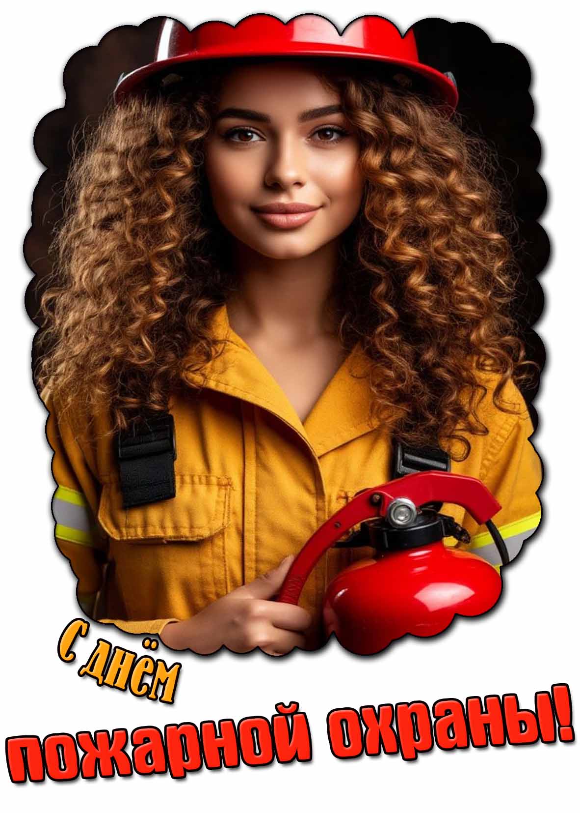 С днём пожарной охраны! - открытка с девушкой
