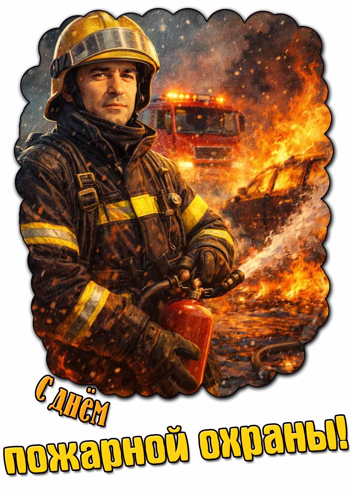Открытка с днём пожарной охраны