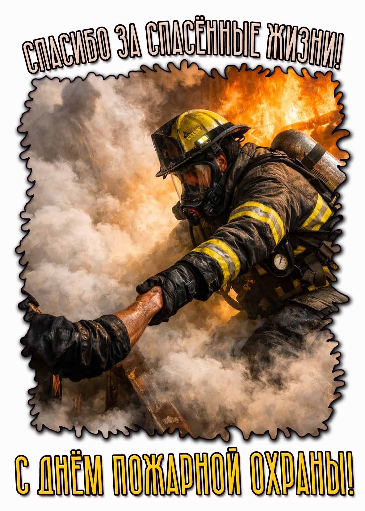 Поздравительная картинка "Спасибо за спасённые жизни! С днём пожарной охраны!"