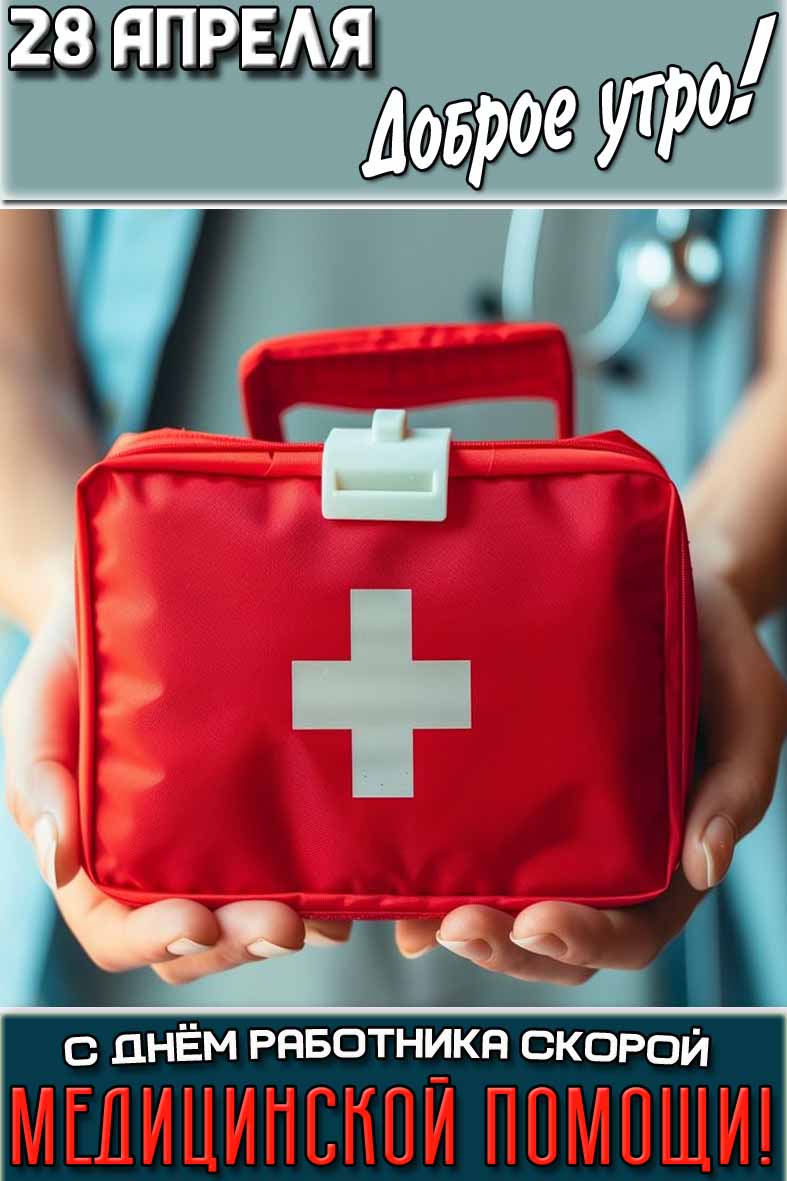 Открытка "28 апреля доброе утро! С днём работника скорой медицинской помощи!"