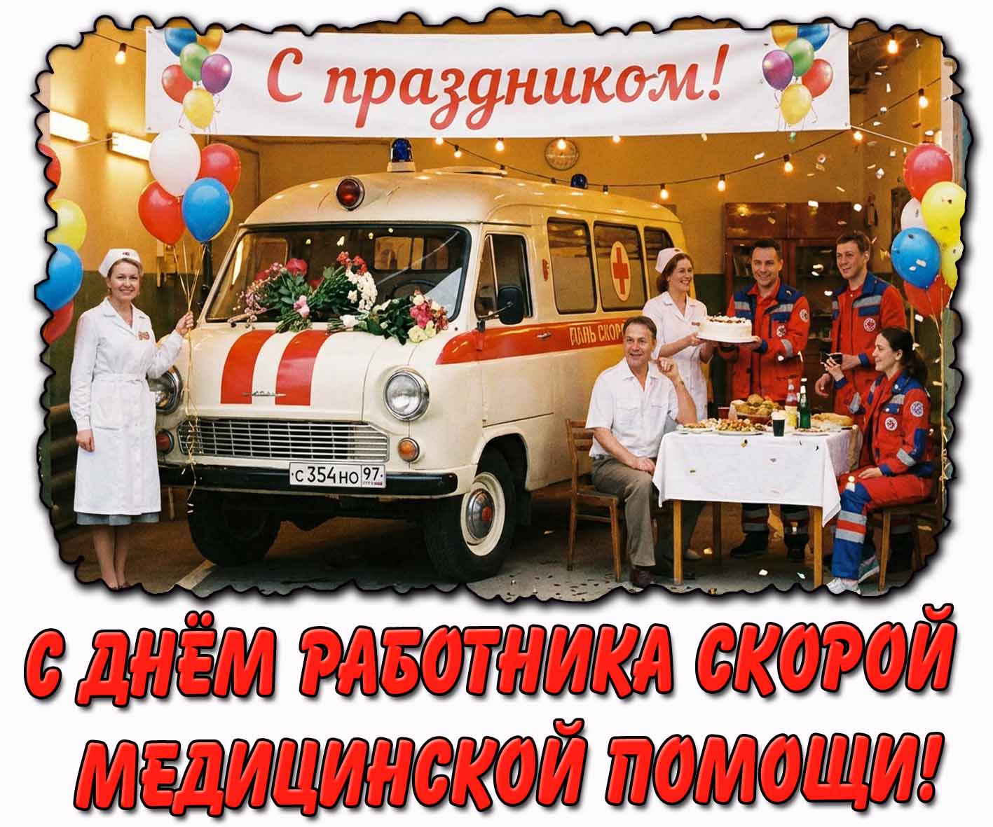 Прикольная картинка "С праздником! С днём работника скорой медицинской помощи!"