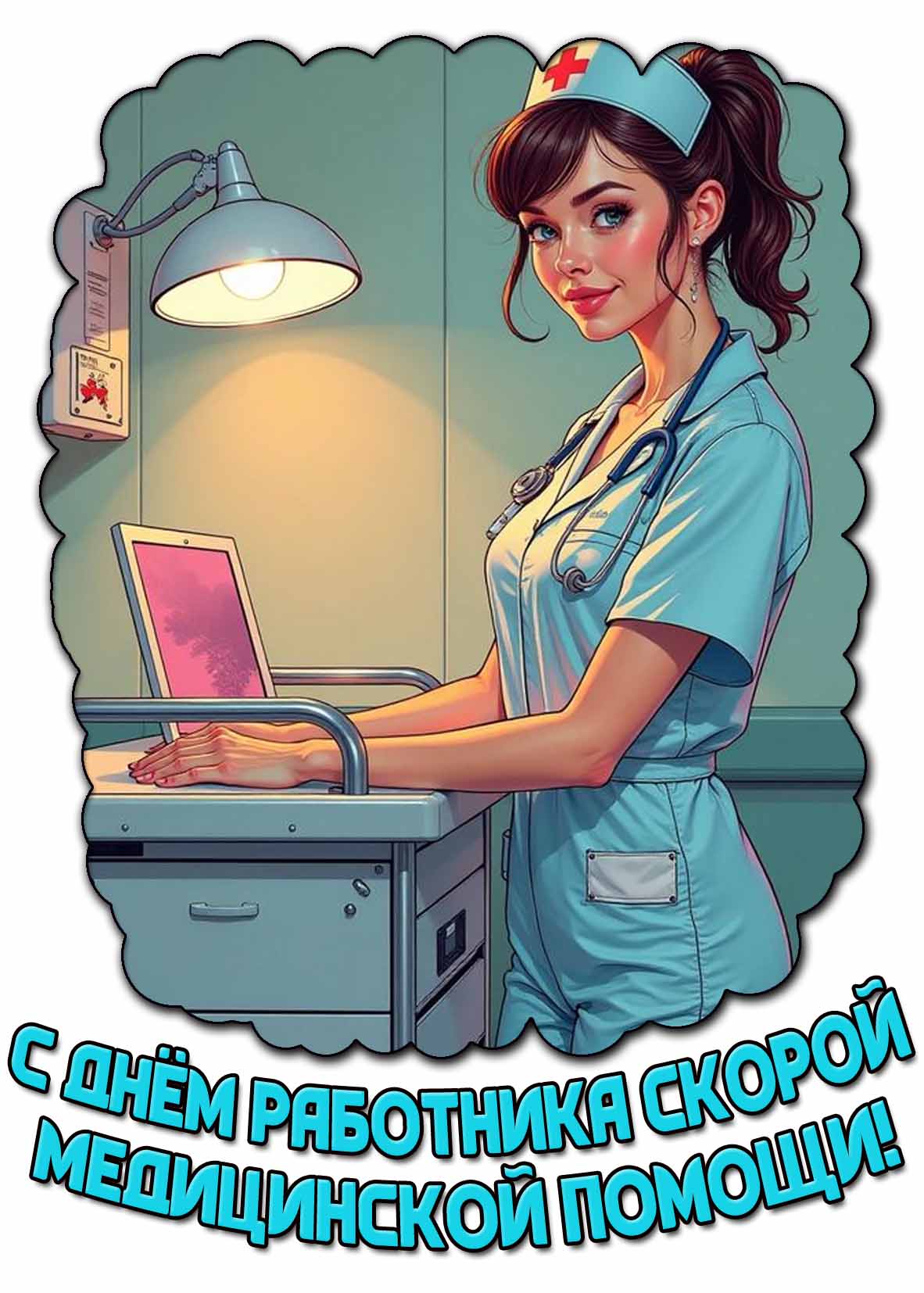 С днём работника скорой медицинской помощи! - открытка для девушки