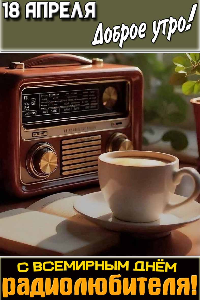 Открытка "18 апреля доброе утро! С Всемирным днём радиолюбителя!"