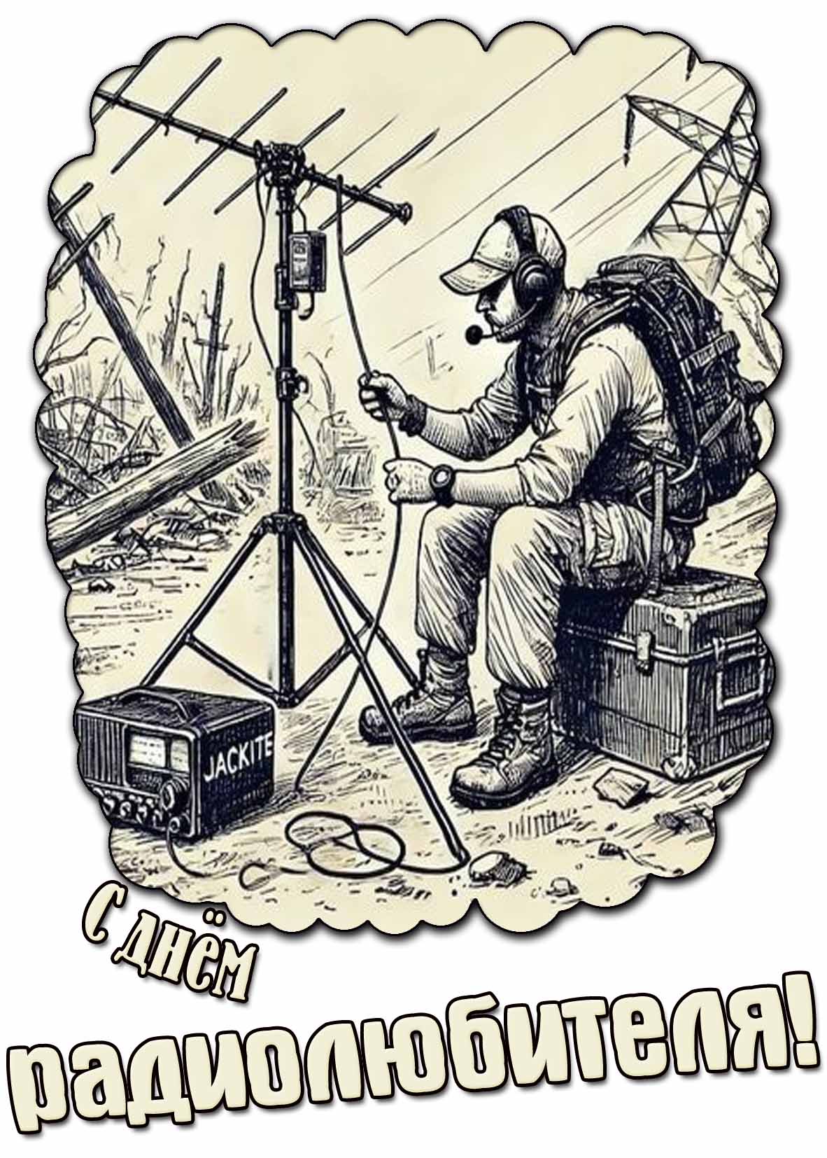 С днём радиолюбителя! - креативная открытка