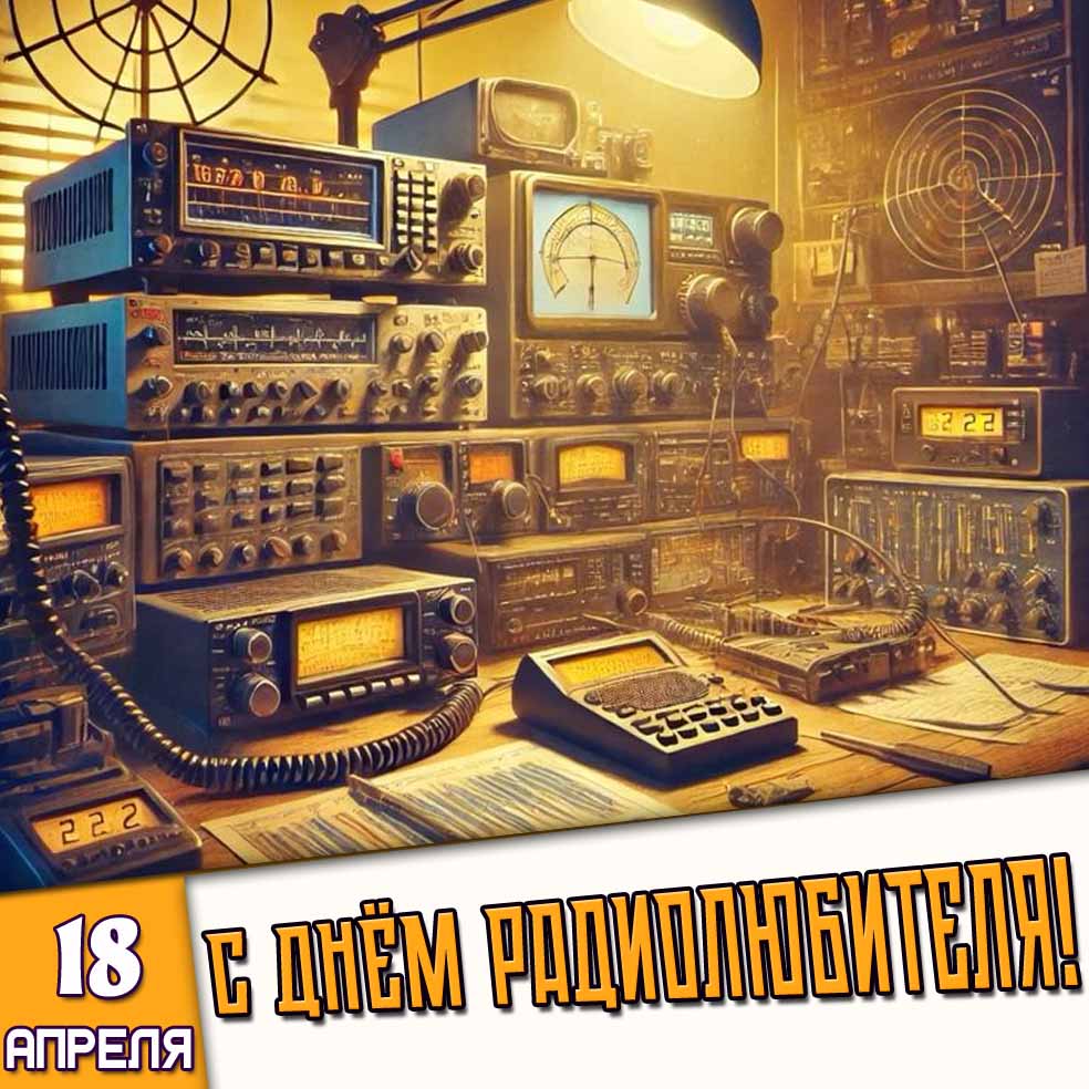 Открытка 18 апреля - с днём радиолюбителя!