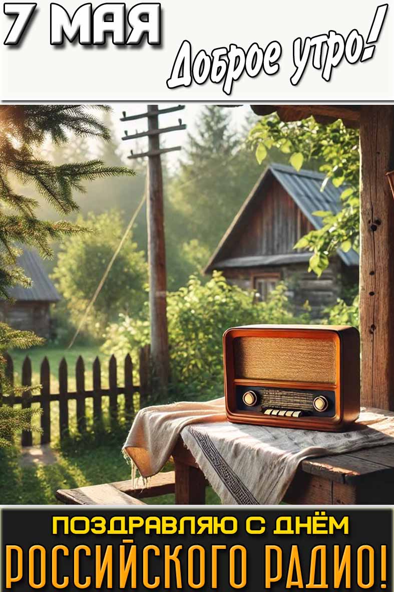 Открытка "7 мая доброе утро! Поздравляю с днём российского радио!"