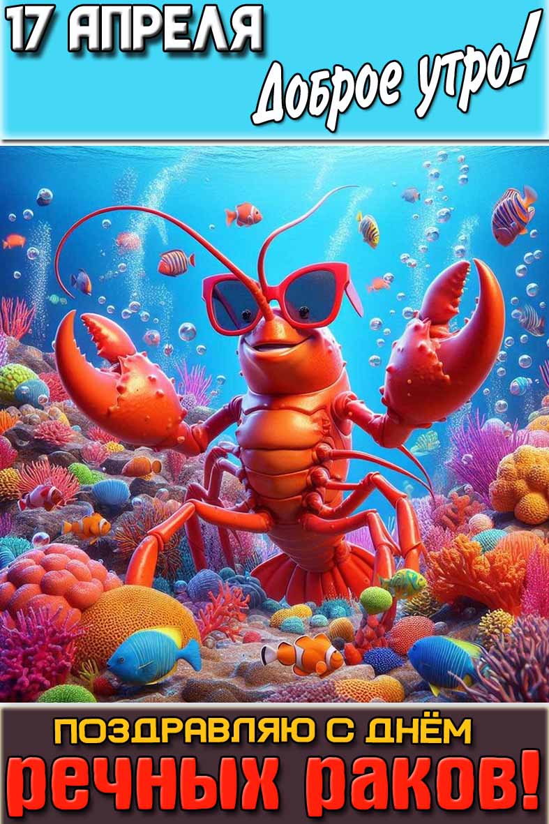 Картинка "17 апреля доброе утро! Поздравляю с днём речных раков!"
