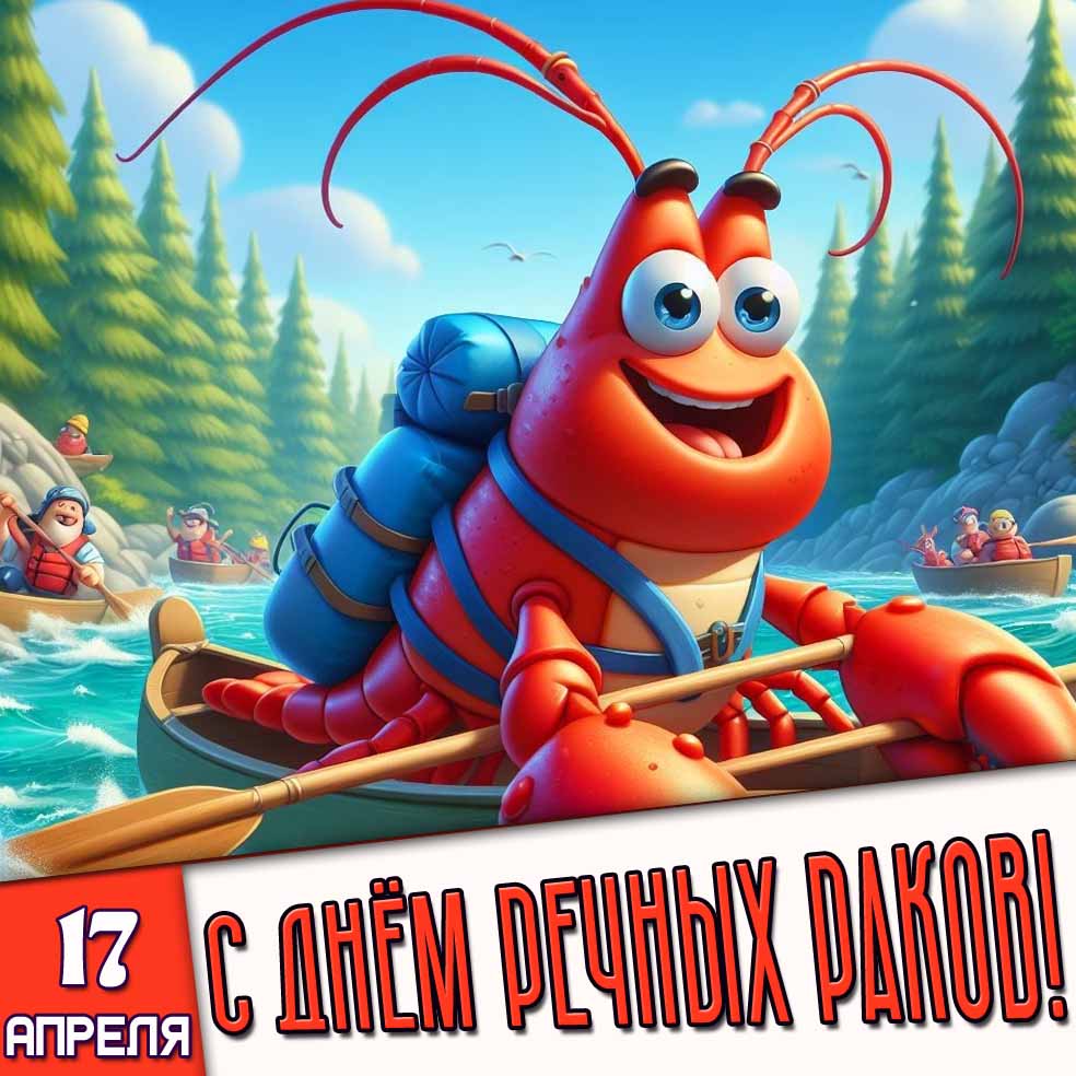 Прикольная открытка 17 апреля - с днём речных раков!