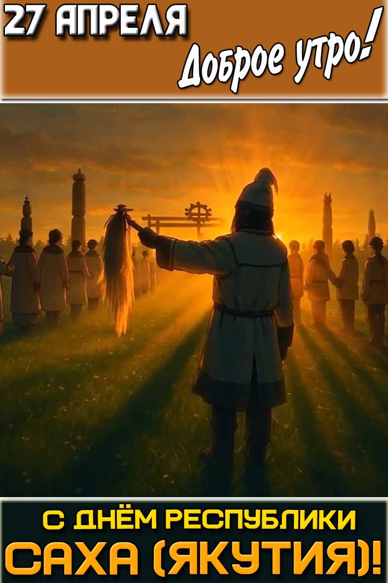 Открытка "27 апреля доброе утро! С днём республики Саха (Якутия)!"