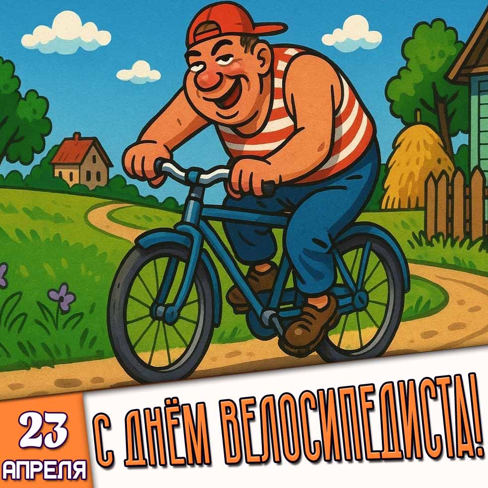 Картинка 23 апреля - с днём велосипедиста!