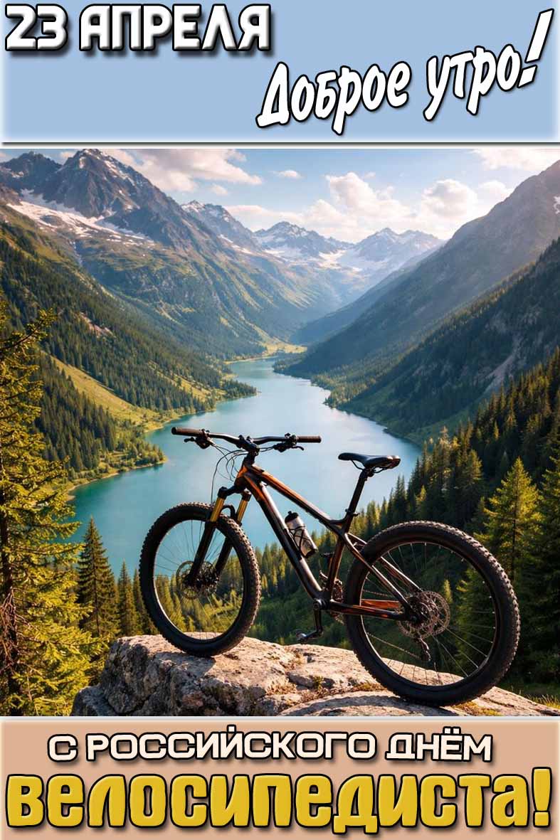 Картинка "23 апреля доброе утро! С днём российского велосипедиста!"