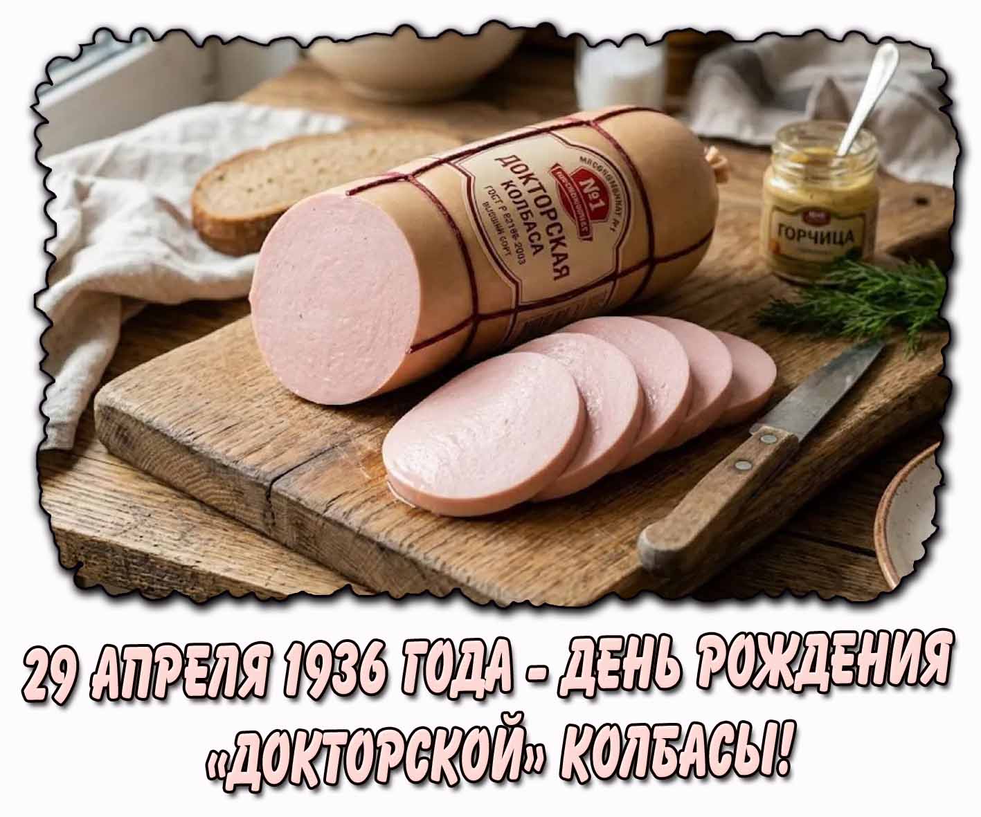 Открытка 29 апреля 1936 года - день рождения «Докторской» колбасы!