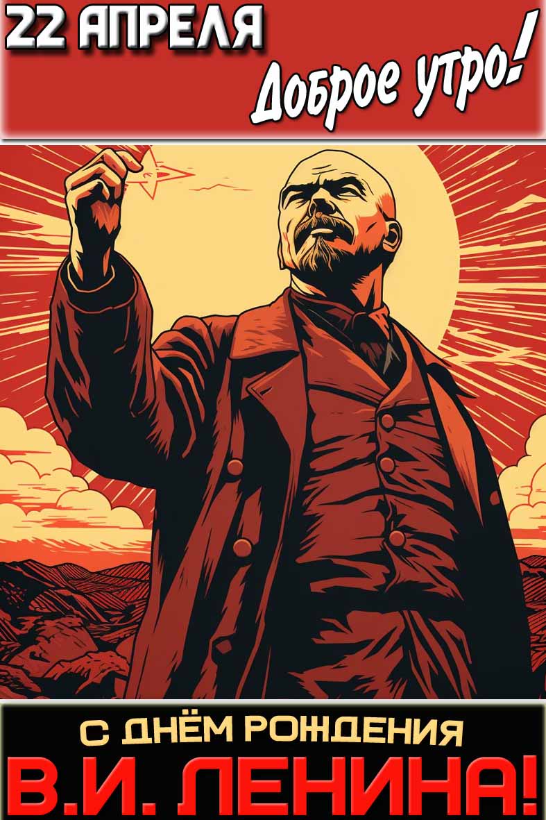 Картинка "22 апреля доброе утро! С днём рождения В. И. Ленина!"