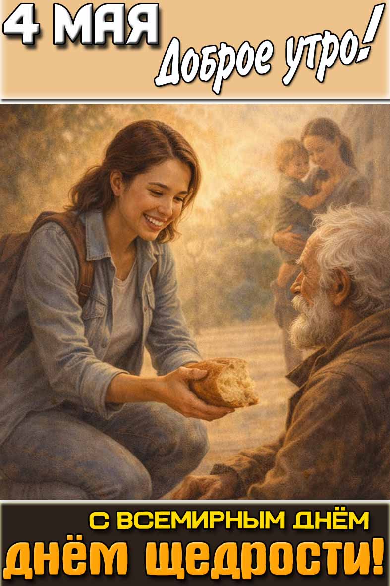 Открытка "4 мая доброе утро! С Всемирным днём щедрости!"