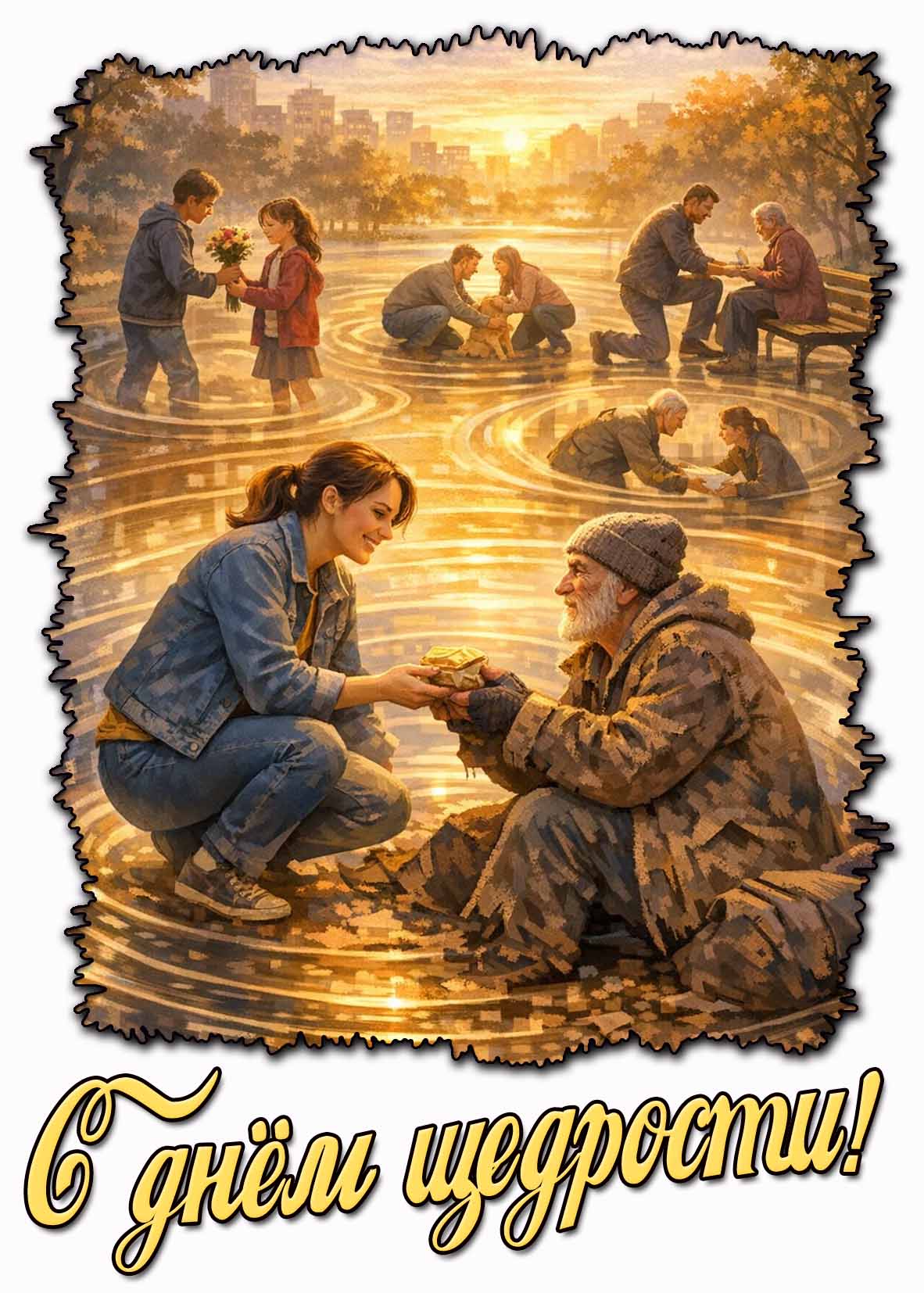 С днём щедрости! - красивая открытка