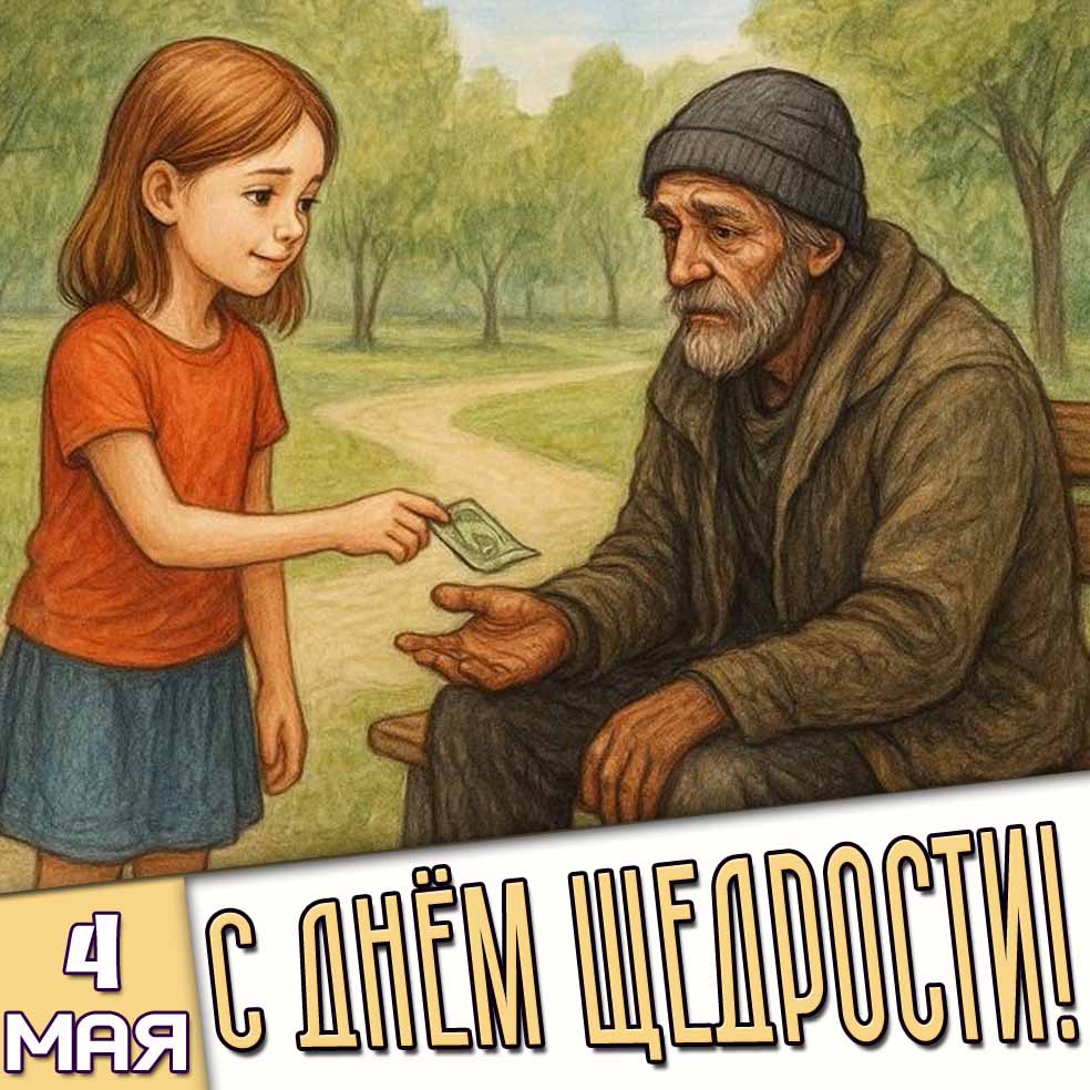 Открытка 4 мая - с днём щедрости!