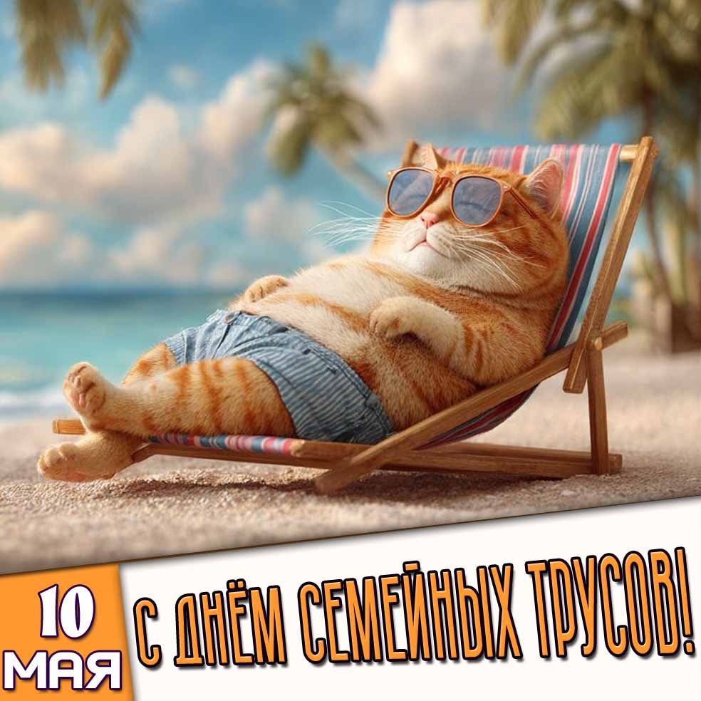 Прикольная открытка 10 мая - с днём семейных трусов!