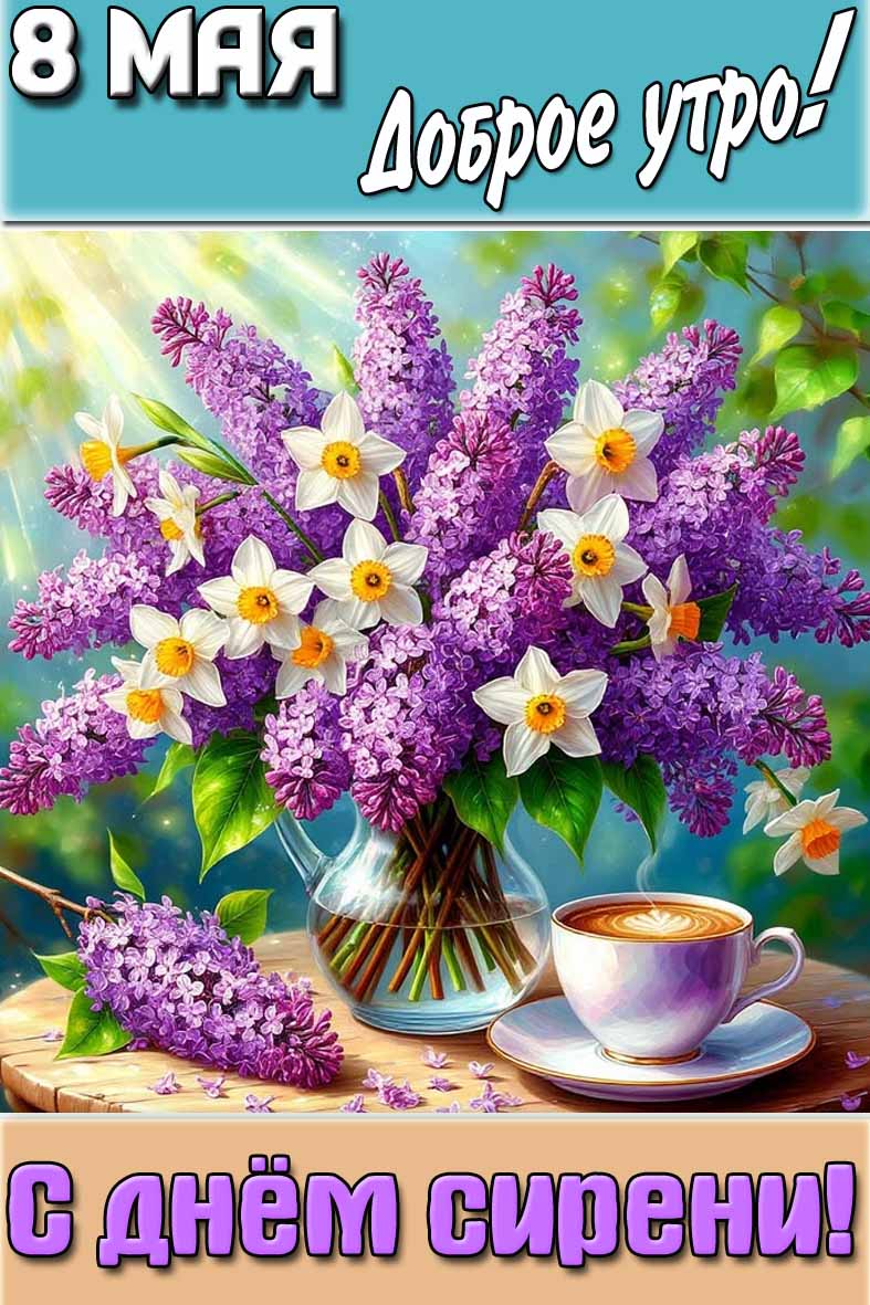 Открытка "8 мая доброе утро! С днём сирени!"