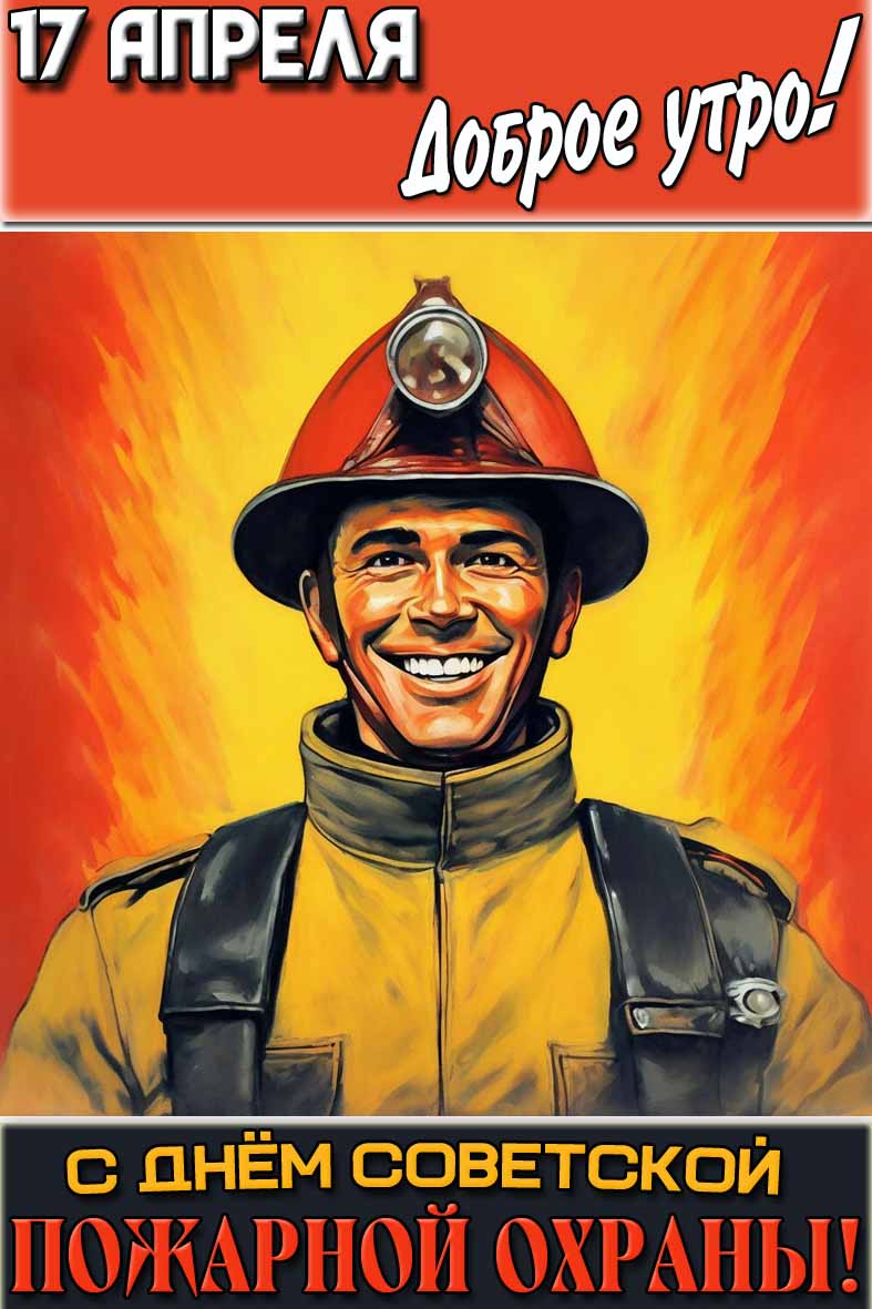 Открытка "17 апреля доброе утро! С днём советской пожарной охраны!"
