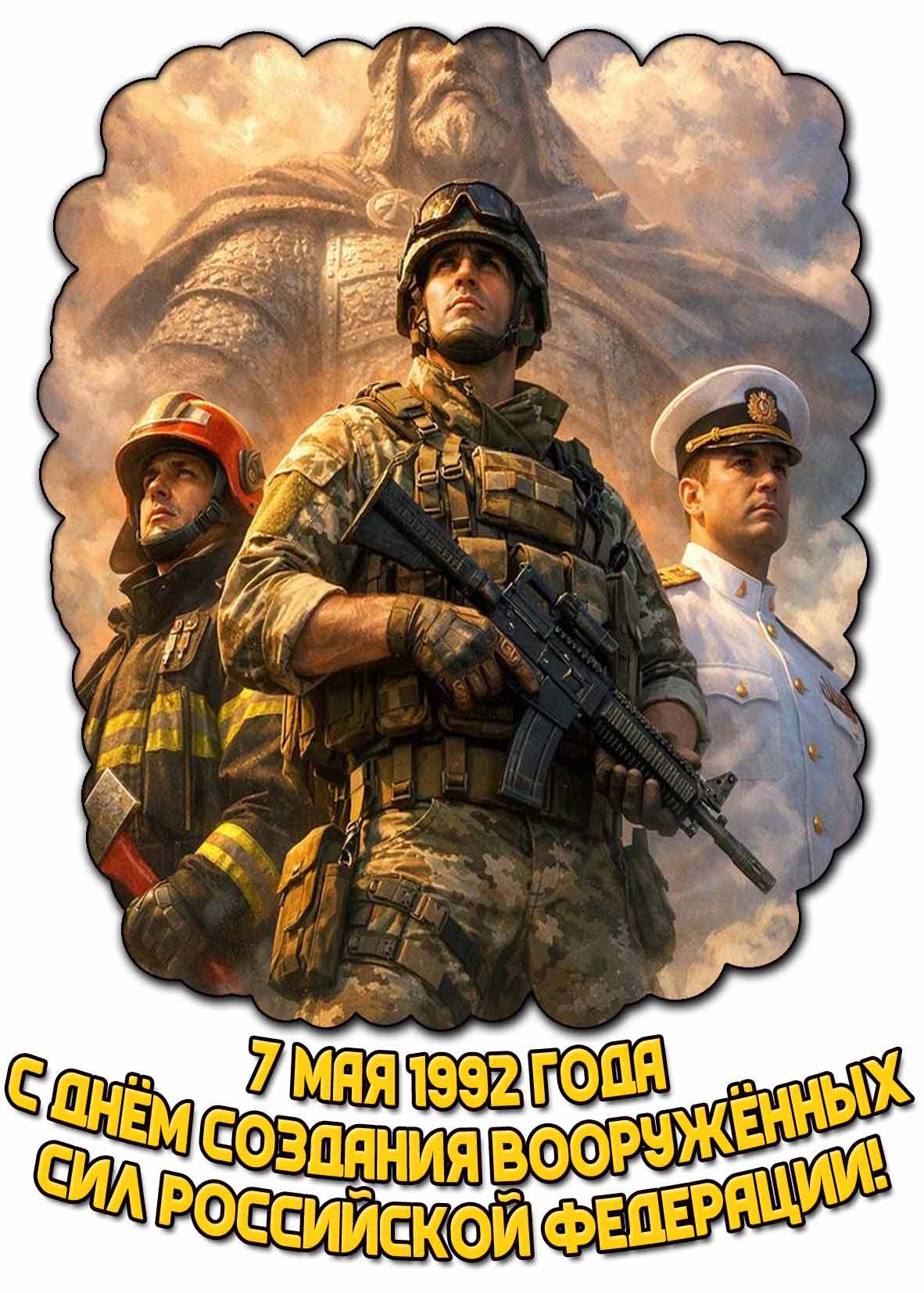 7 мая 1992 года - с днём создания Вооружённых Сил Российской Федерации! - красивая открытка
