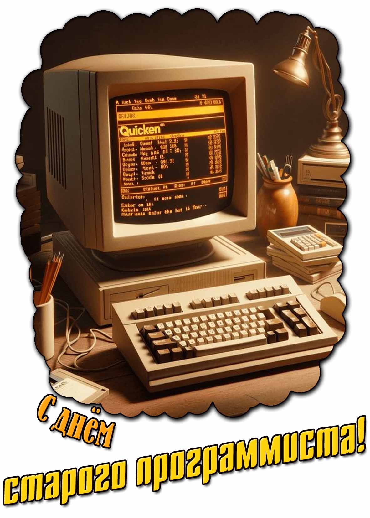 Ретро открытка с днём старого программиста