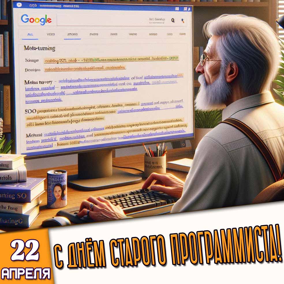 Открытка 22 апреля - с днём старого программиста!