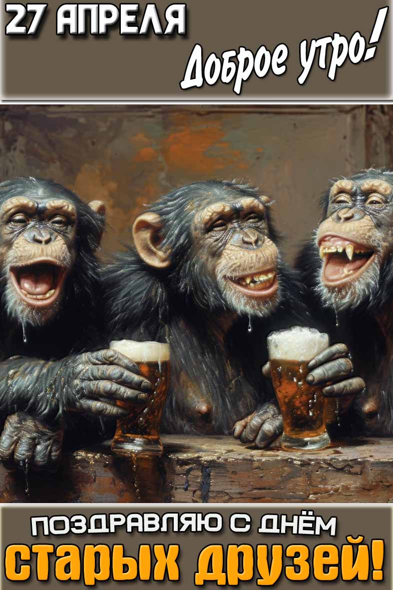 Смешная картинка "27 апреля доброе утро! Поздравляю с днём старых друзей!"