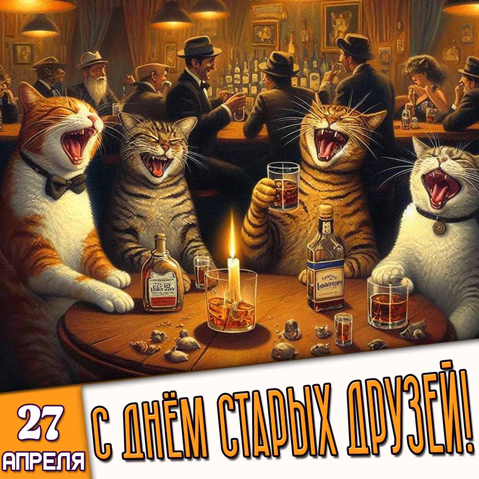 Открытка 27 апреля - с днём старых друзей!