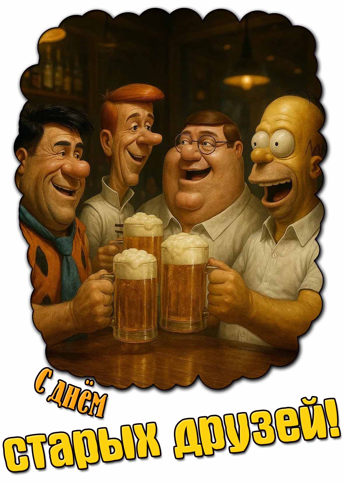 Мультяшная картинка с днём старых друзей