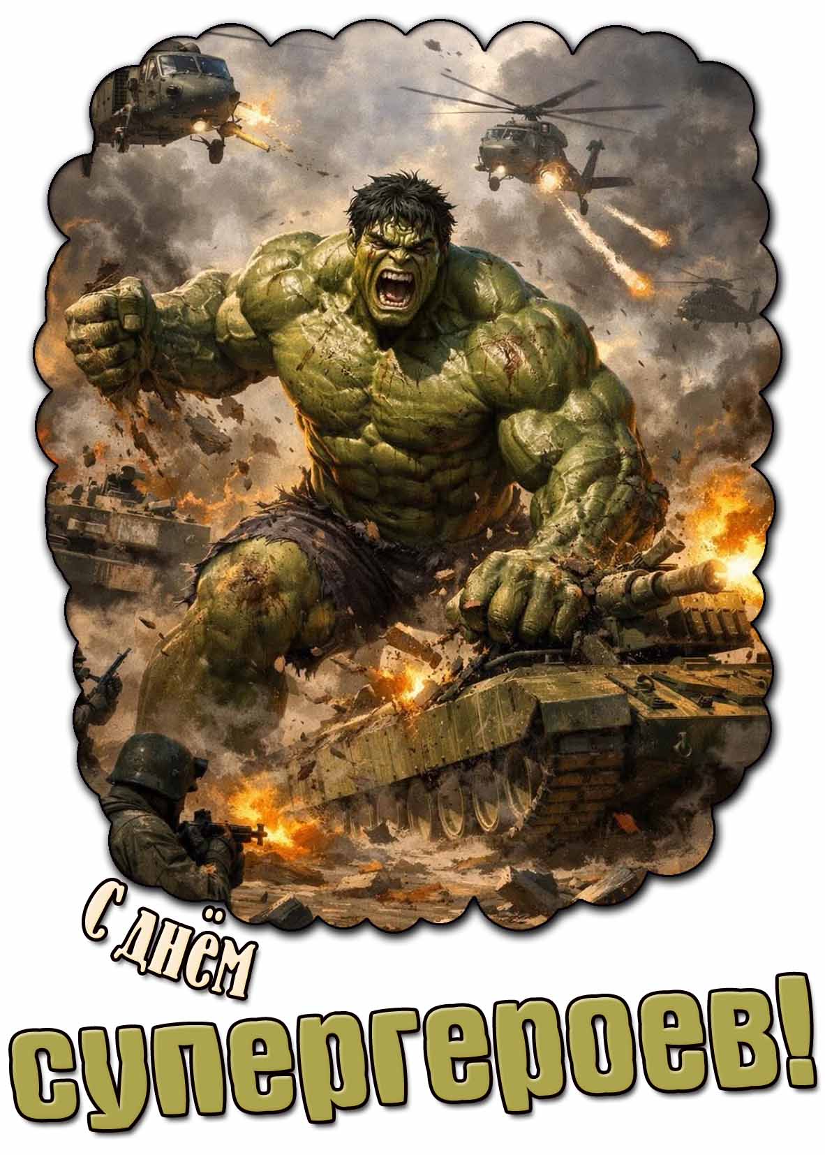 С днём супергероев! - крутая открытка с Халком