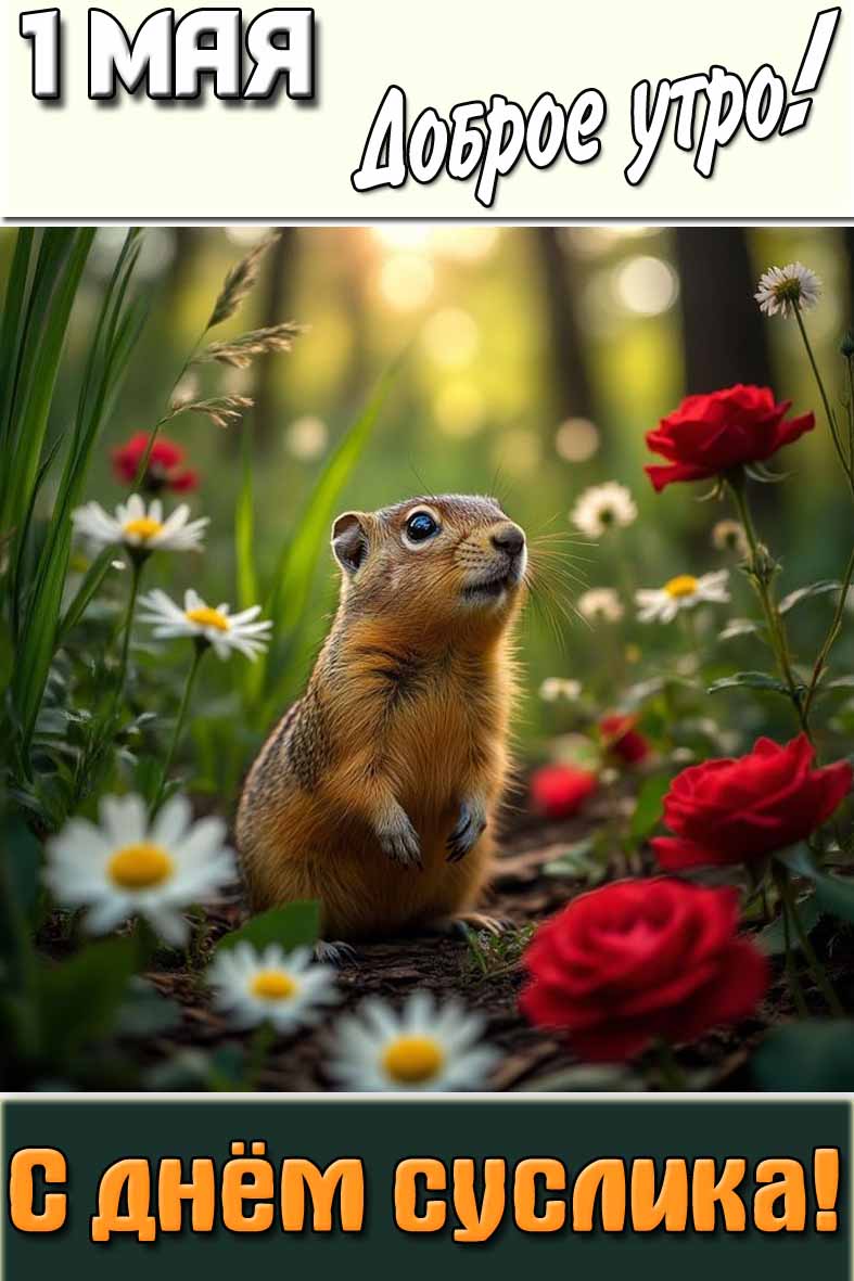 Картинка "1 мая доброе утро! С днём суслика!"