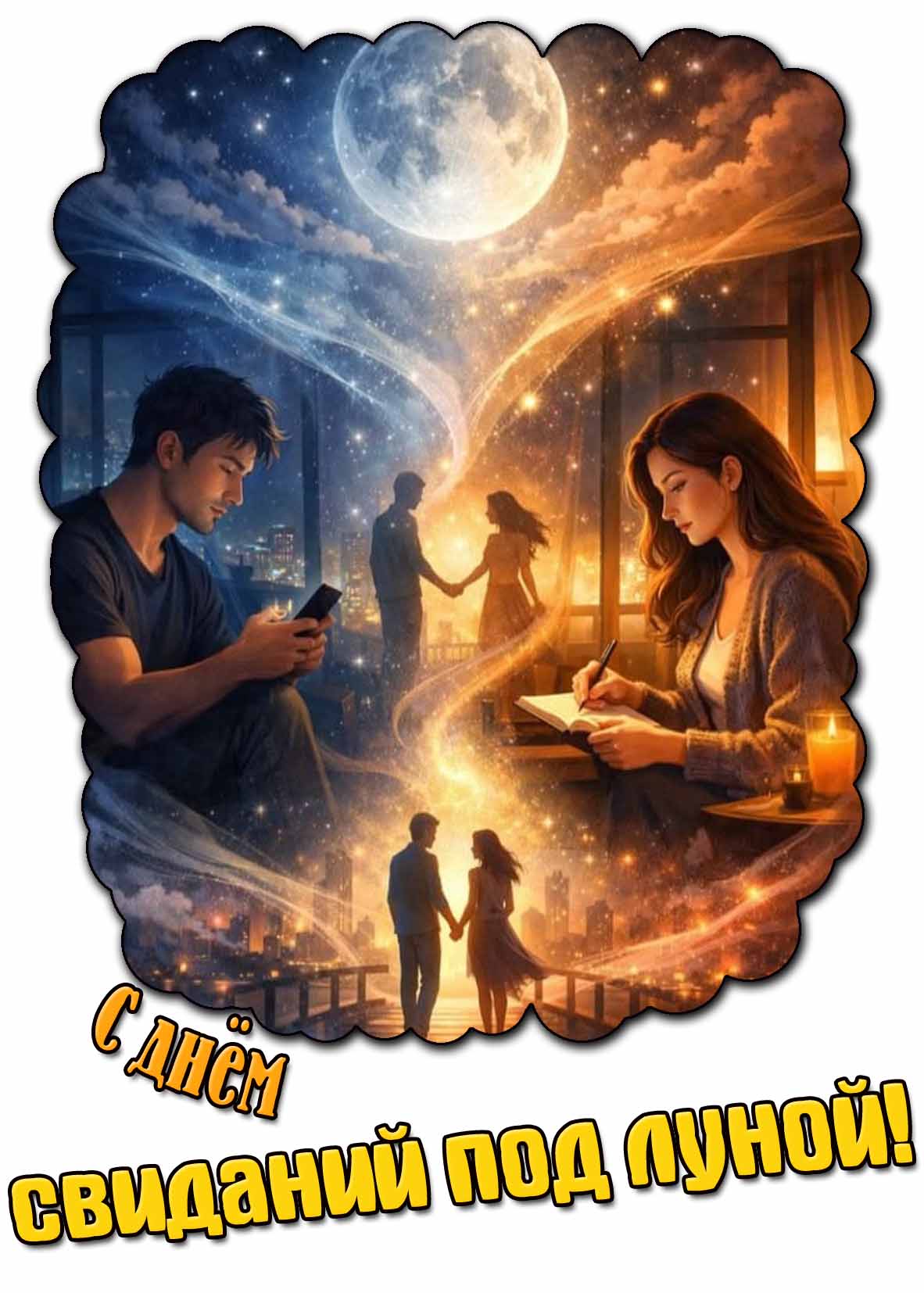 С днём свиданий под луной! - креативная открытка