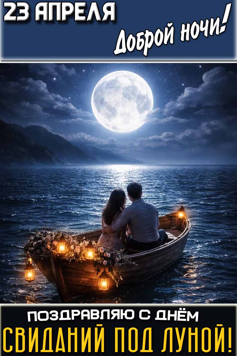 Картинка "23 апреля доброй ночи! Поздравляю с днём свиданий под луной!"