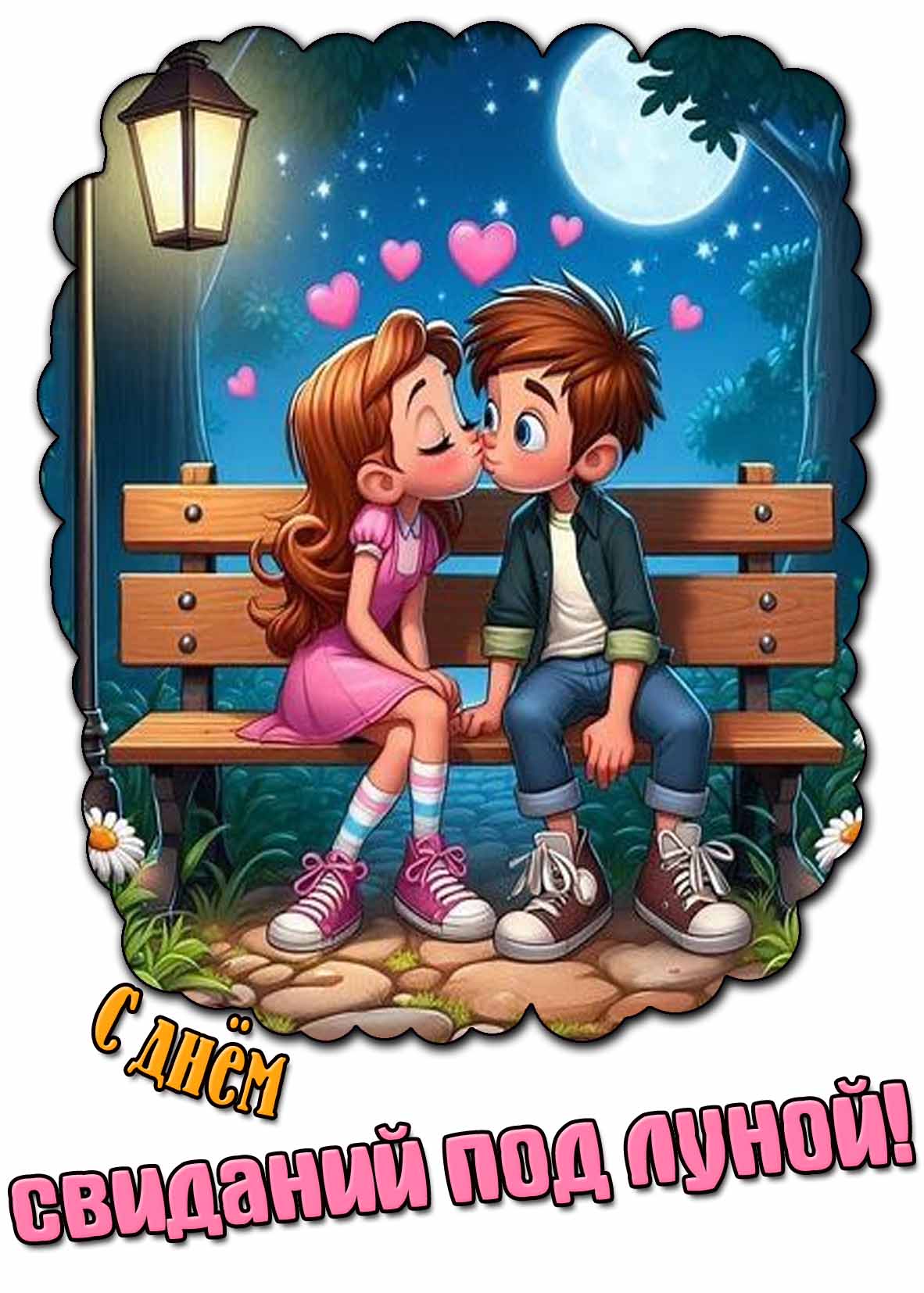 Прикольная открытка с днём свиданий под луной