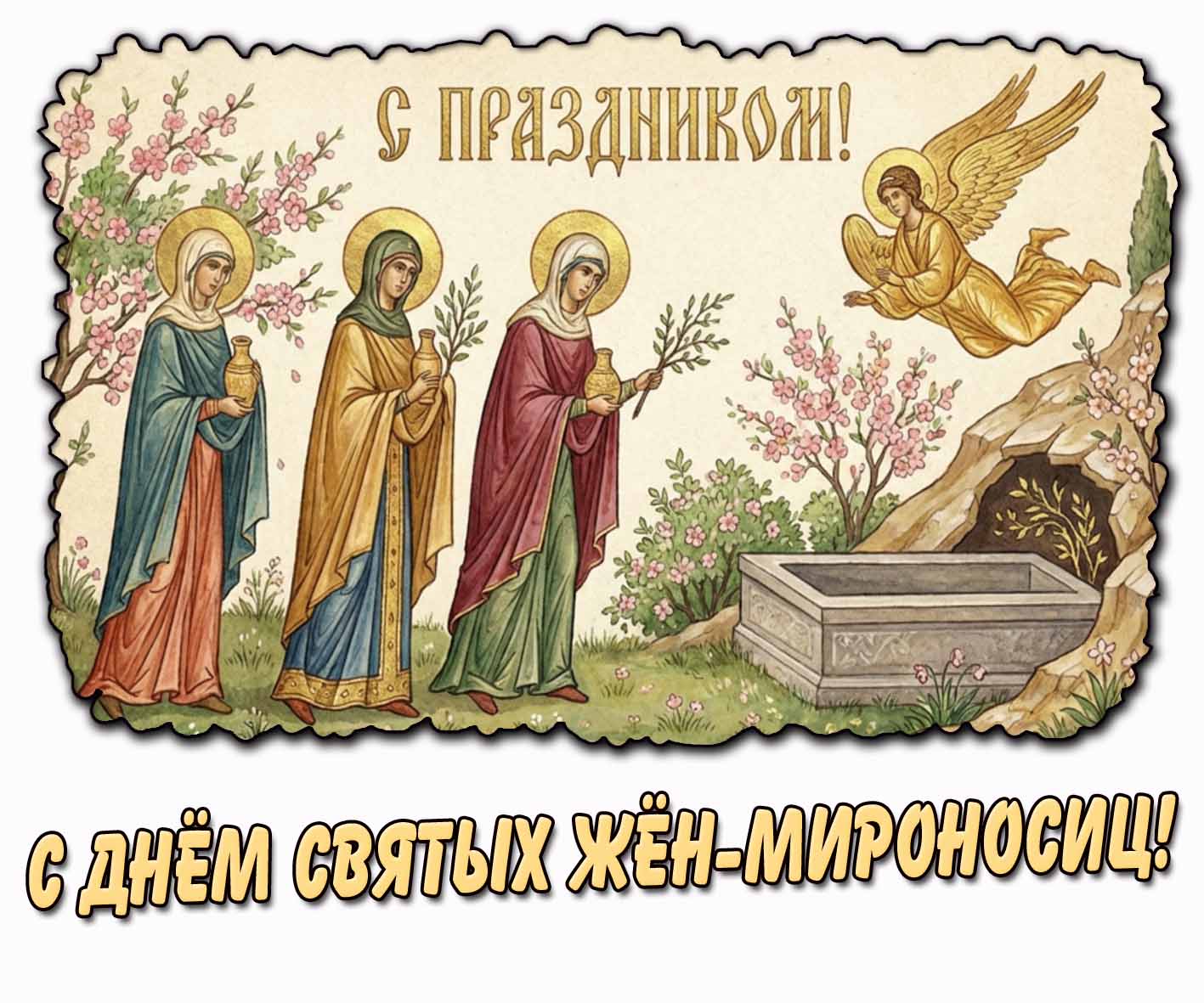 Открытка "С днём святых жён-мироносиц! С праздником!"