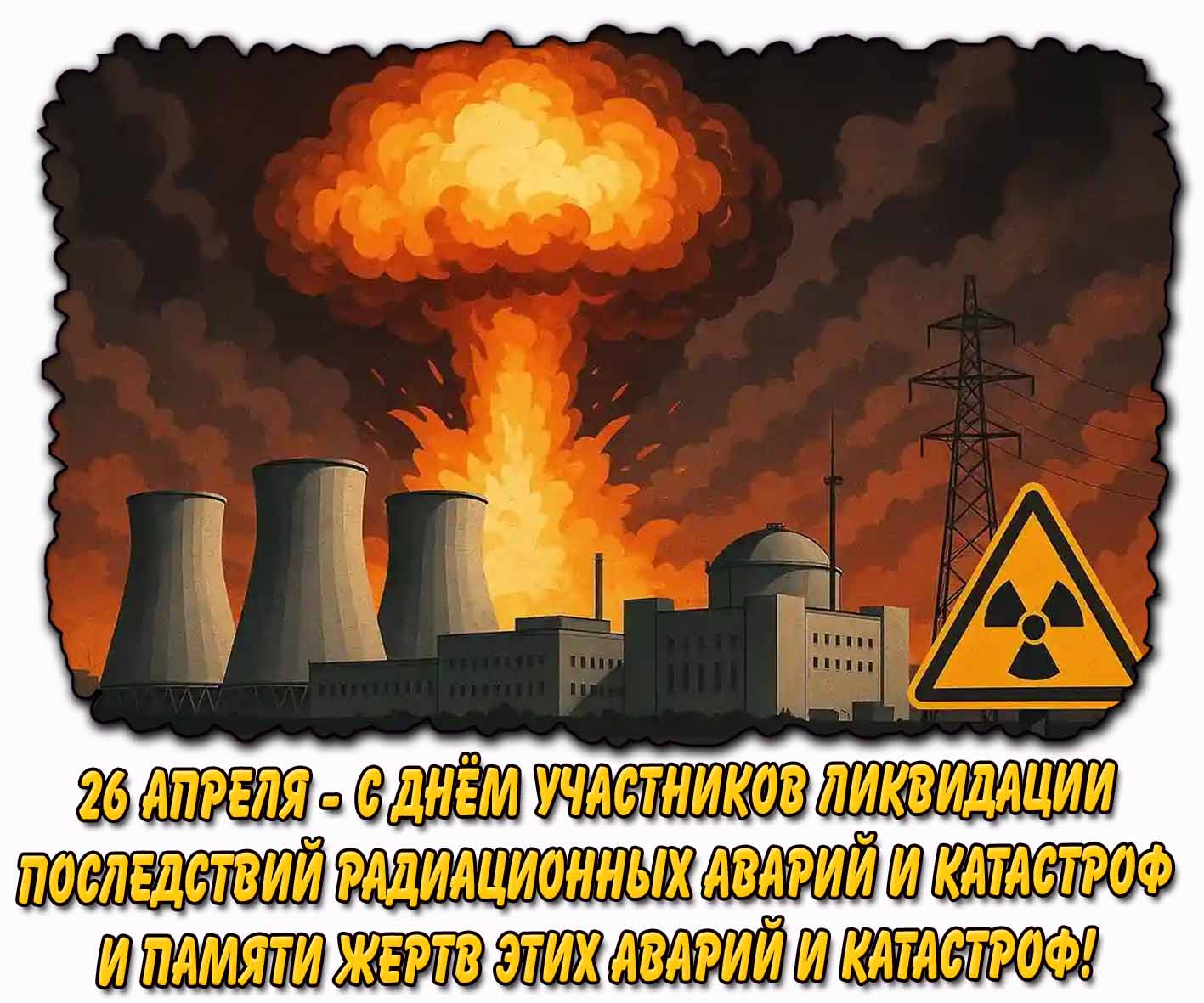 Открытка 26 апреля - С днём участников ликвидации последствий радиационных аварий и катастроф и памяти жертв этих аварий и катастроф!