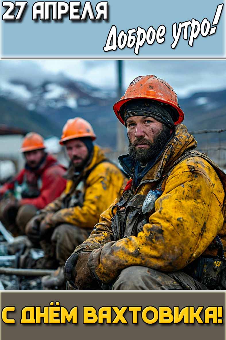 Открытка "27 апреля доброе утро! С днём вахтовика!"