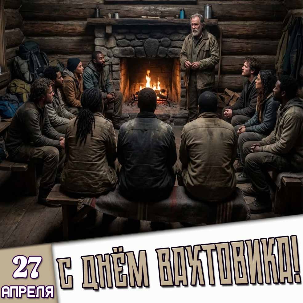 Открытка 27 апреля - с днём вахтовика!