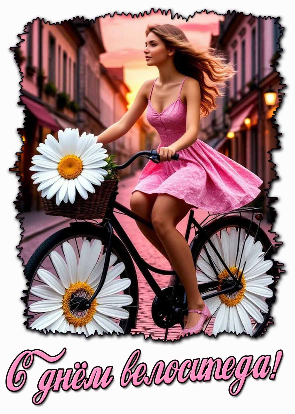 С днём велосипеда! - креативная открытка